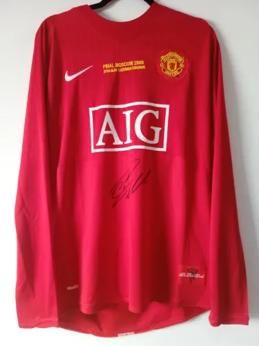 Camisa Manchester United Final Champions League 07/08 #7 Ronaldo Autografada Certificada