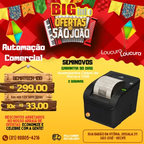 Impressora Termica Bematech MP 100 - Serrilha USB - Em ate 10x Fixas