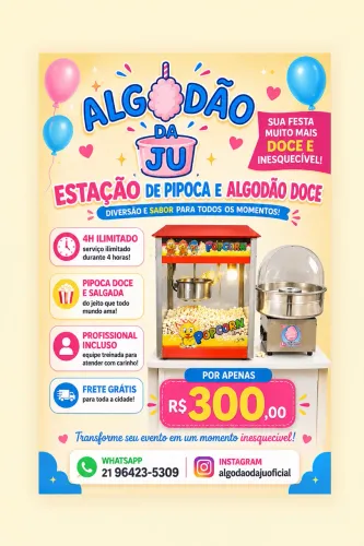 Estação de algodão doce e pipoca