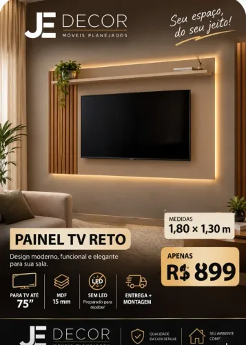 Painel até 75 polegadas em mdf