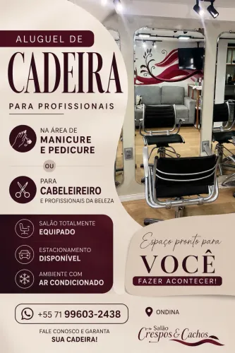 ALUGUEL DE CADEIRA CABELEIREIRO/NAIL/MANICURE
