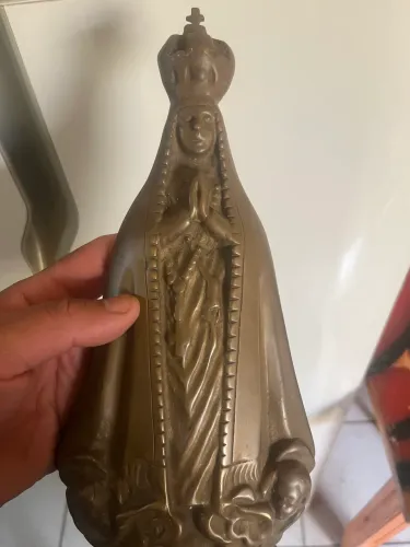 Imagem de nossa senhora em metal 32 cm