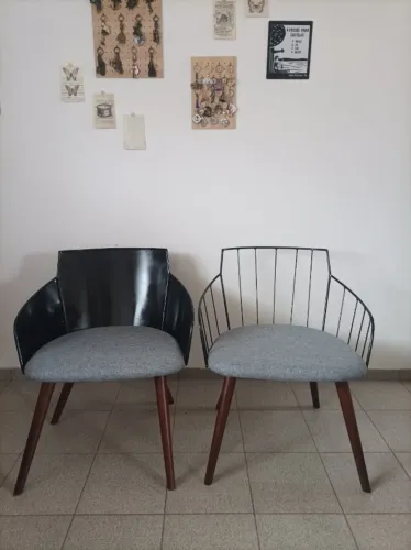 Duas poltronas reformadas + 2 almofadas - design industrial