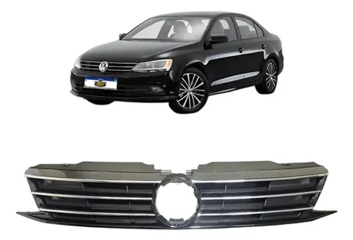 Grade Radiador Jetta 2015 2016 2017 2018 Com Frisos Cromados Preto Cromado