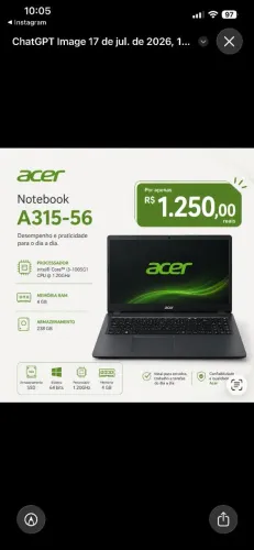 Vende-se notebook Acer 
