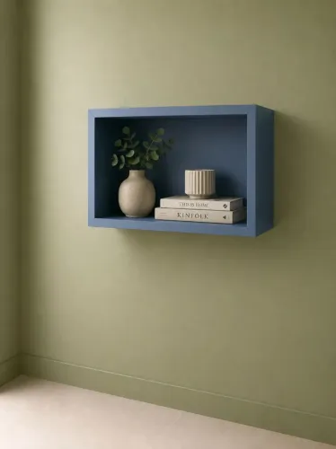 Nichos pequenos decorativos em MDF Freijó, Palha e Azul secreto