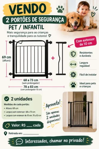 Vendo 2 grades de proteção pet/infantil, com extensor.