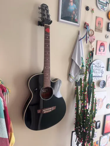 Violão Strinberg Elétrico Folk Cutaway Preto - Cordas de Aço