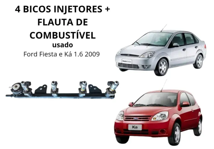 KIT 4 bicos injetores + flauta Ford Fiesta Ecosport Ká 1.0 e 1.6 2009 9S4G9F593DA