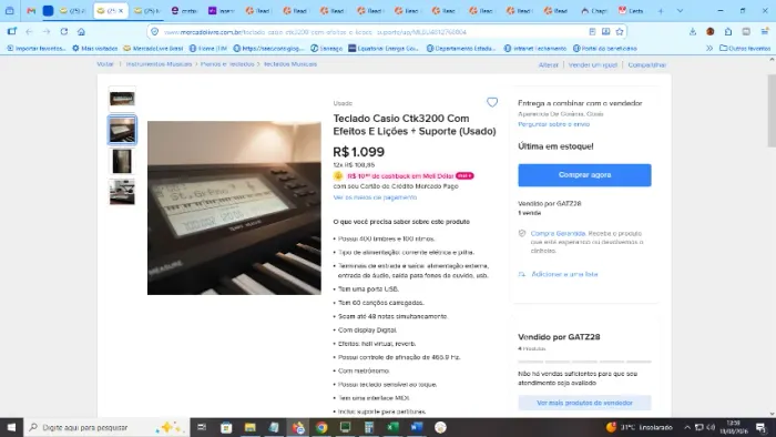 Teclado Casio Ctk3200