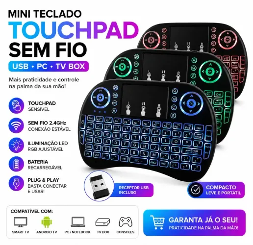 Mini Teclado Touchpad Sem Fio Usb Pc Tv box