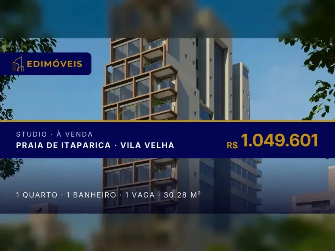 Studio cobertura na Praia de Itaparica com 1 quarto e lazer completo