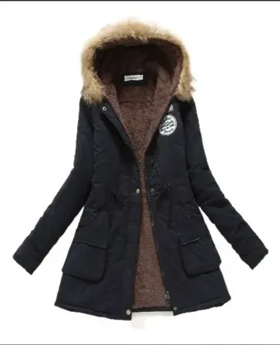 Casaco Feminino Inverno Com Capuz E Forro Peluciado