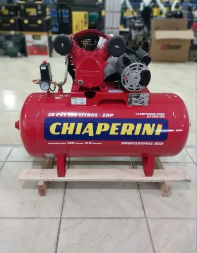 Compressor Chiaperini 110L Motor 2 HP 140 psi 10pcm - Novo/Loja