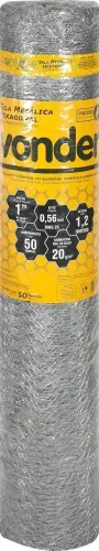 Tela metálica hexagonal, pinteiro, malha 1", 24 BWG x 1,2 m, com 50 m, VONDER