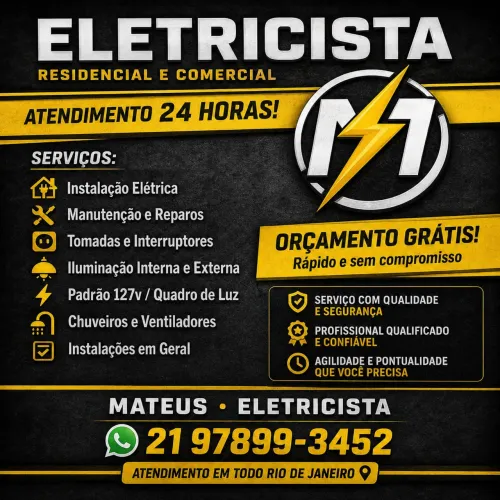 ? ELETRICISTA RESIDENCIAL E COMERCIAL - ATENDIMENTO 24 HORAS!