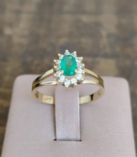 Anel Esmeralda Ouro 18k - aro 22
