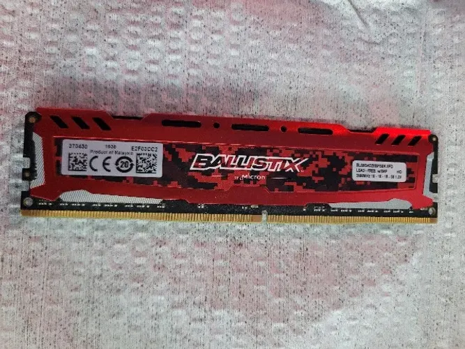 Memória RAM Ballistix 8GB, 2666MHz, DDR4, CL16, Vermelha