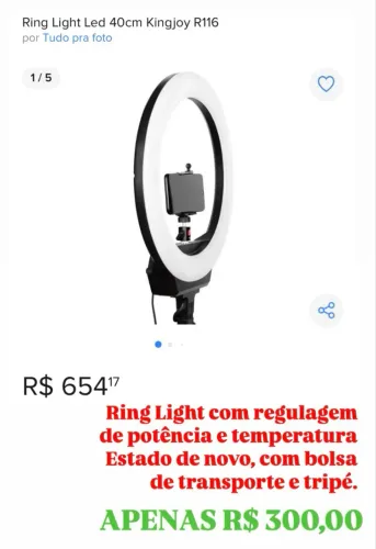 Ring Light Led 40cm Kingjoy R116 - Muito Novo