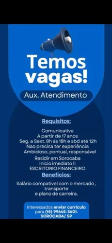 Auxiliar atendimento