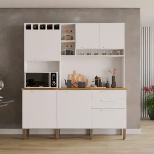 Kit Cozinha New Topázio 1,65m Branco. Pronta Entrega.3103