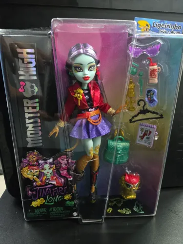 Monster High Boneca longa Jinafire com dragão com cachorro de estimação "Yun Yun"