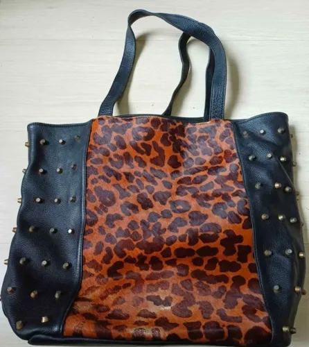 Bolsa Feminina Tote Couro Preto Ombro 