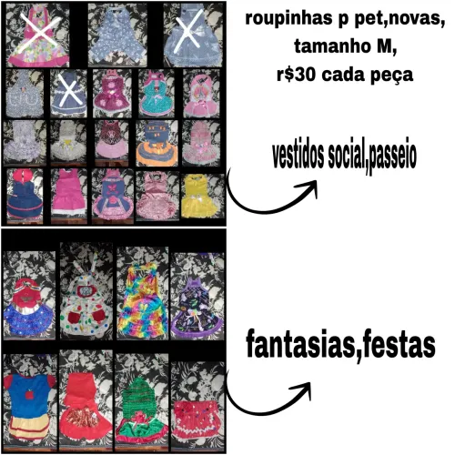 Roupinhas e fantasias para pet fêmea novas Tam M r$30 cada peça