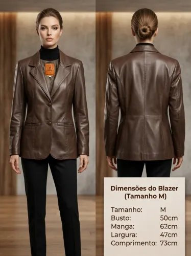 Blazer Feminino Couro Legítimo Kalline - | Tamanho M - Novíssimo| Liquido $
