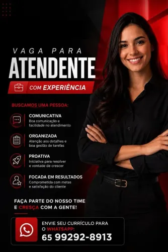Vaga para atendente /auxiliar administrativo