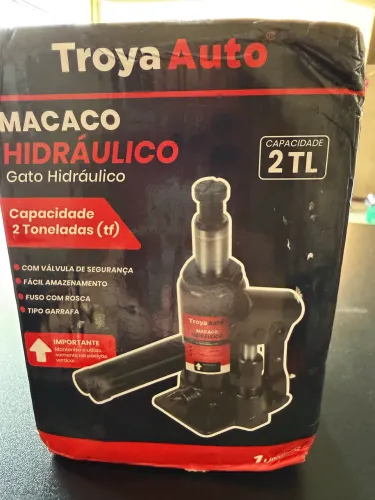 Macaco hidráulico tipo garrafa da marca Troya Auto