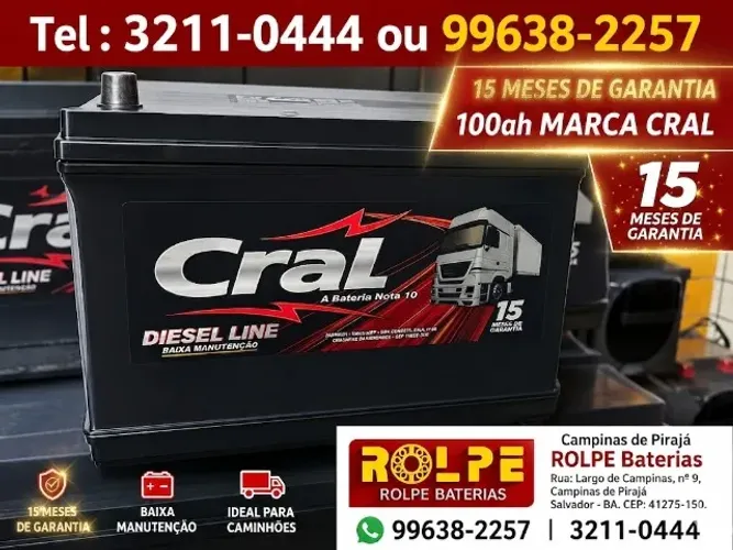 Bateria de Caminhão 100ah Cral \A Base de Troca