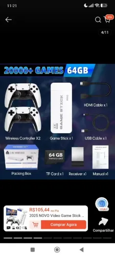 Emulador de jogos com 2 controles hdmi