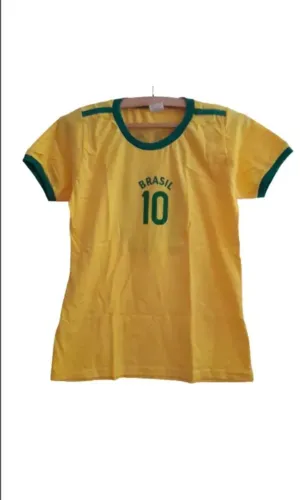 Camisa Brasil baby look feminina - P