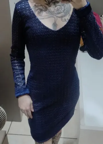 vestido azul de festa, p/m