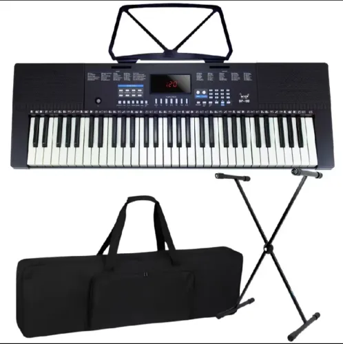 Kit Teclado Musical  Iniciante Bp100 5/8 61 Teclas + Capa Suporte