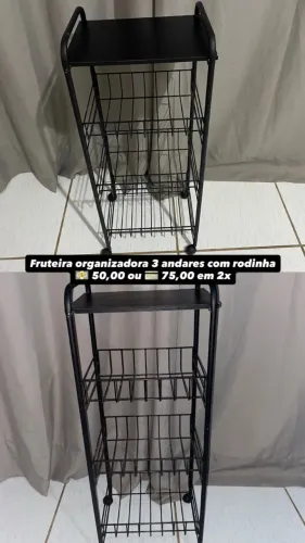 Fruteira 3 andares com rodinha