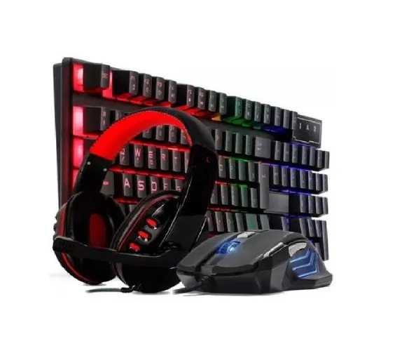 Kit Teclado Semi Mecânico Gamer - Mouse 4800dpi - Headset Gamer