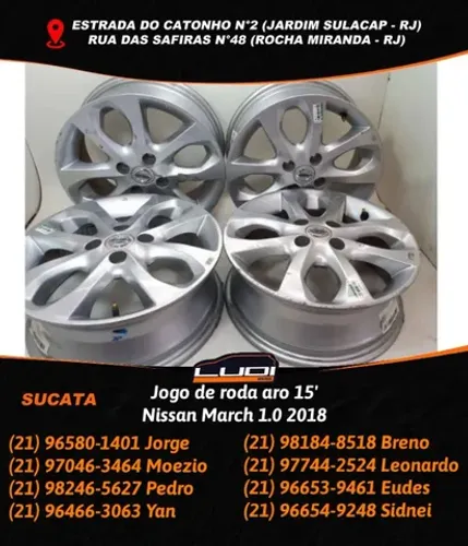 Jogo de roda aro 15' Nissan March 1.0 2018