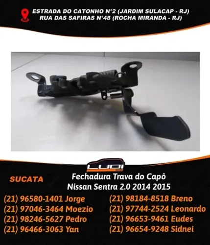 Fechadura Trava do Capô Nissan Sentra 2.0 2014 2015