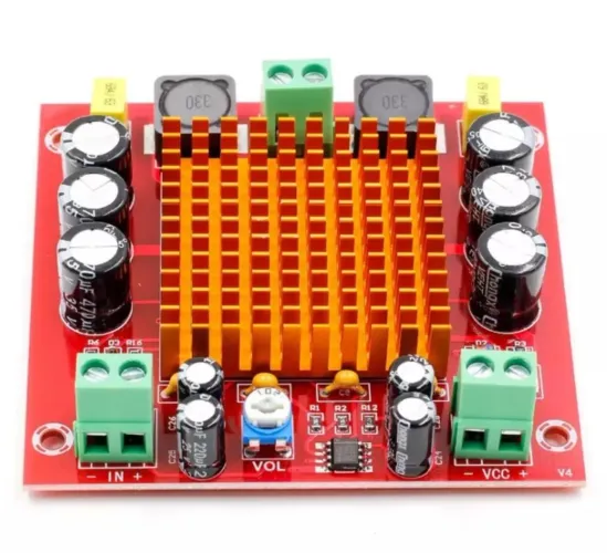Placa Amplificador Digital XH-m544Os 150w Mono TPA3116d2 HiFi Dissipador 12v a 24v
