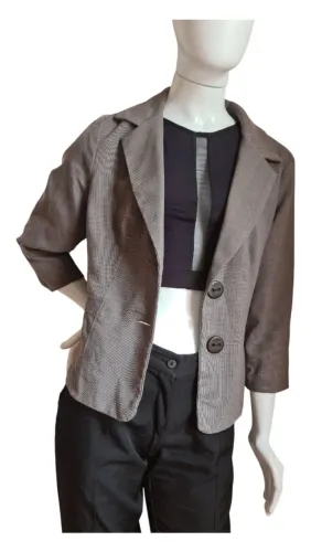 Blazer cinza mescla manga 7/8