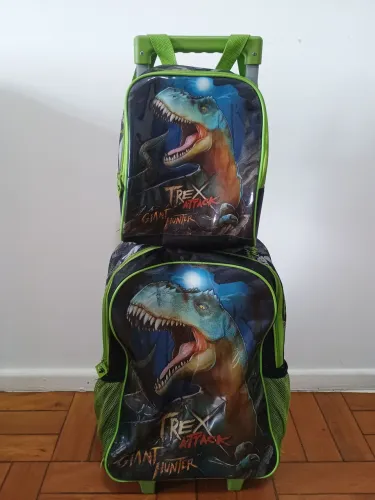 Mochila de rodinhas infantil T-Rex gigante