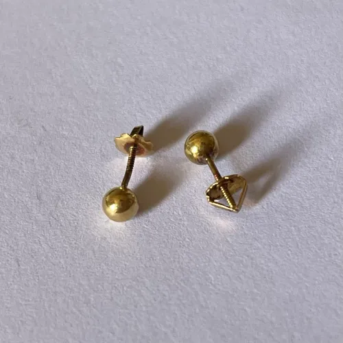 Brinco infantil 3mm ouro 18k