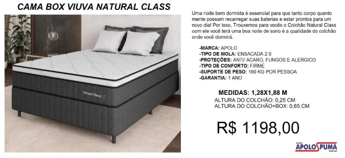 Cama box viuva - molas ensacadas tipo firme