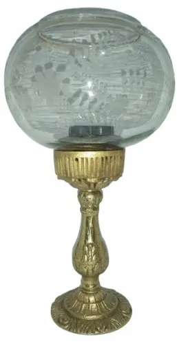 abajur com vidro cristal bola em bronze