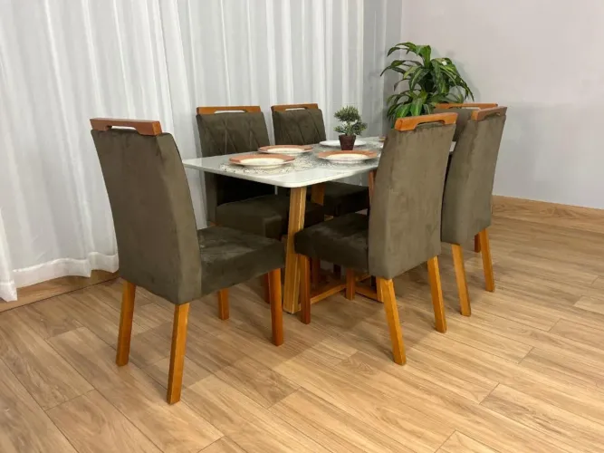 Mesa de Jantar Bali 1.60×0.80 Com 6 Cadeiras l87