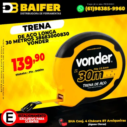 Trena de Aço Longa 30 Metros * Vonder