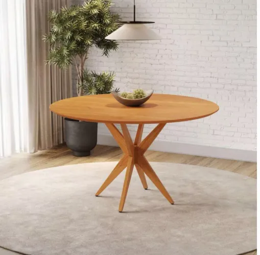 Mesa de Jantar Redonda em Madeira Maciça p654