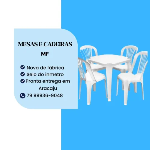 Mesas e cadeiras plásticas 